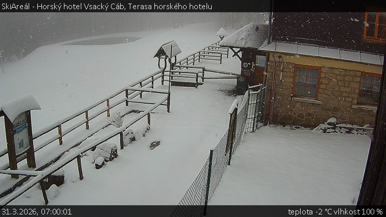 SkiAreál - Horský hotel Vsacký Cáb - Terasa horského hotelu - 31.3.2026 v 07:00