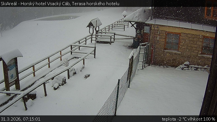 SkiAreál - Horský hotel Vsacký Cáb - Terasa horského hotelu - 31.3.2026 v 07:15