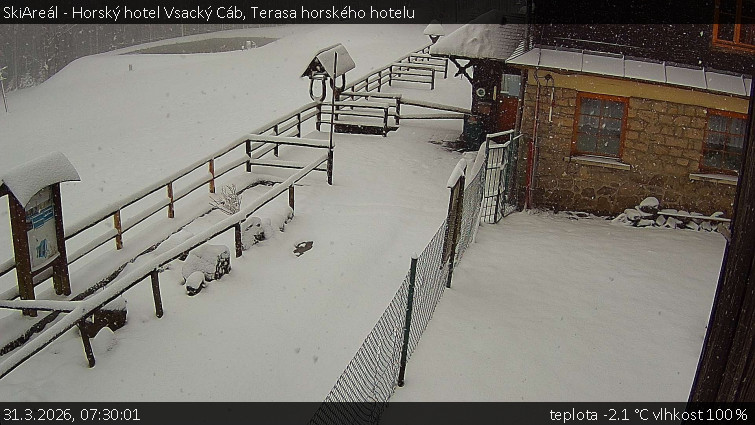 SkiAreál - Horský hotel Vsacký Cáb - Terasa horského hotelu - 31.3.2026 v 07:30