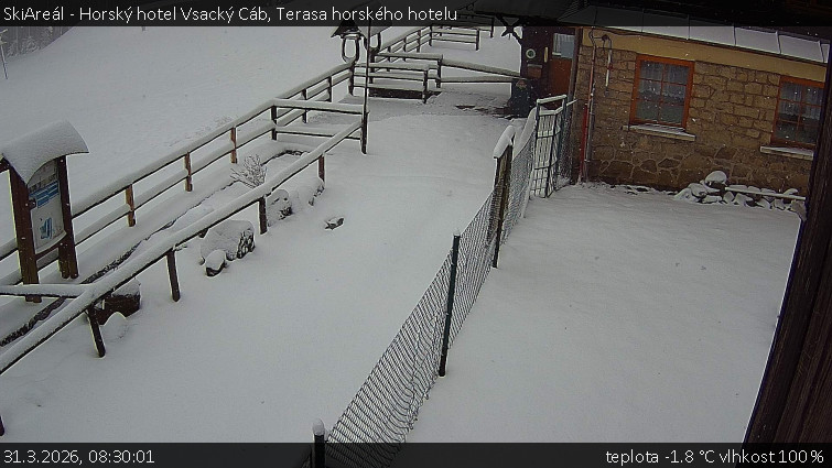 SkiAreál - Horský hotel Vsacký Cáb - Terasa horského hotelu - 31.3.2026 v 08:30