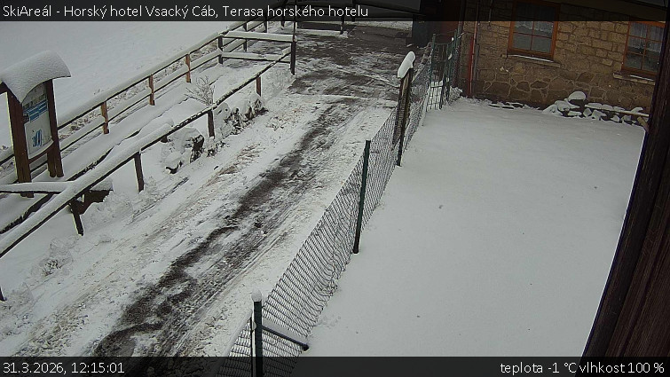 SkiAreál - Horský hotel Vsacký Cáb - Terasa horského hotelu - 31.3.2026 v 12:15