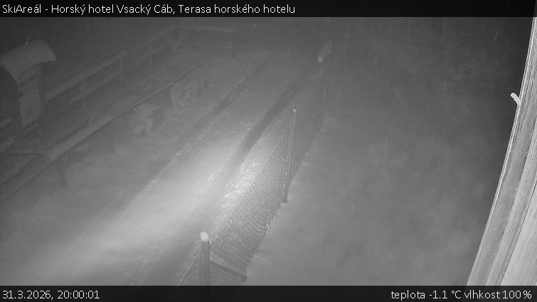 SkiAreál - Horský hotel Vsacký Cáb - Terasa horského hotelu - 31.3.2026 v 20:00