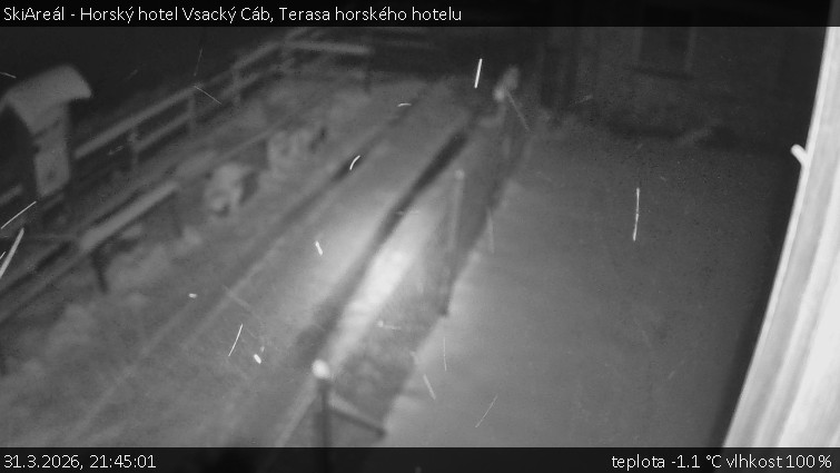 SkiAreál - Horský hotel Vsacký Cáb - Terasa horského hotelu - 31.3.2026 v 21:45