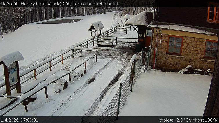 SkiAreál - Horský hotel Vsacký Cáb - Terasa horského hotelu - 1.4.2026 v 07:00