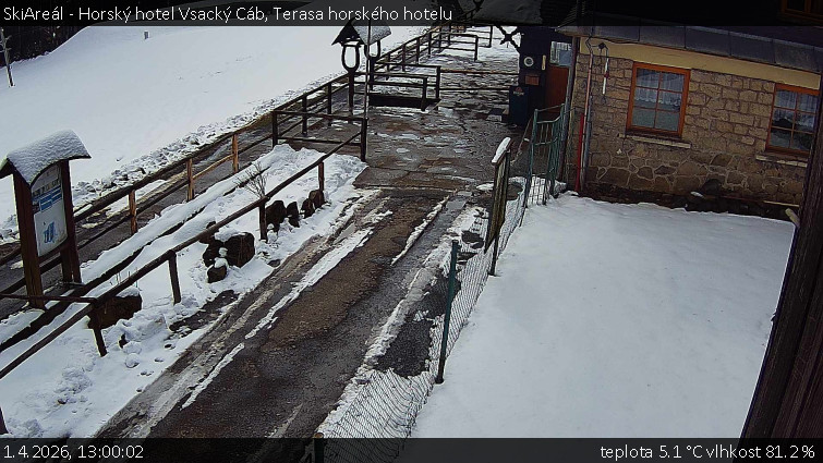 SkiAreál - Horský hotel Vsacký Cáb - Terasa horského hotelu - 1.4.2026 v 13:00