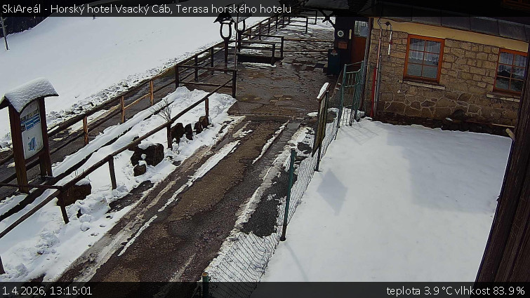 SkiAreál - Horský hotel Vsacký Cáb - Terasa horského hotelu - 1.4.2026 v 13:15