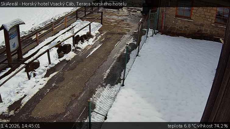 SkiAreál - Horský hotel Vsacký Cáb - Terasa horského hotelu - 1.4.2026 v 14:45