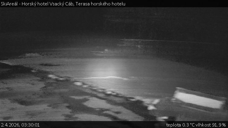 SkiAreál - Horský hotel Vsacký Cáb - Terasa horského hotelu - 2.4.2026 v 03:30