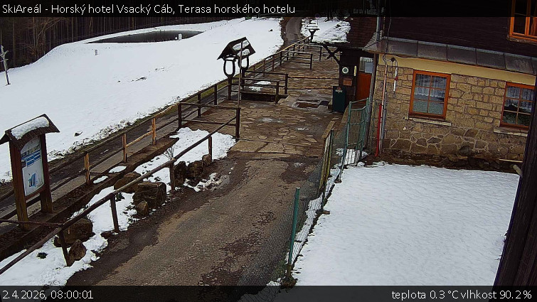 SkiAreál - Horský hotel Vsacký Cáb - Terasa horského hotelu - 2.4.2026 v 08:00