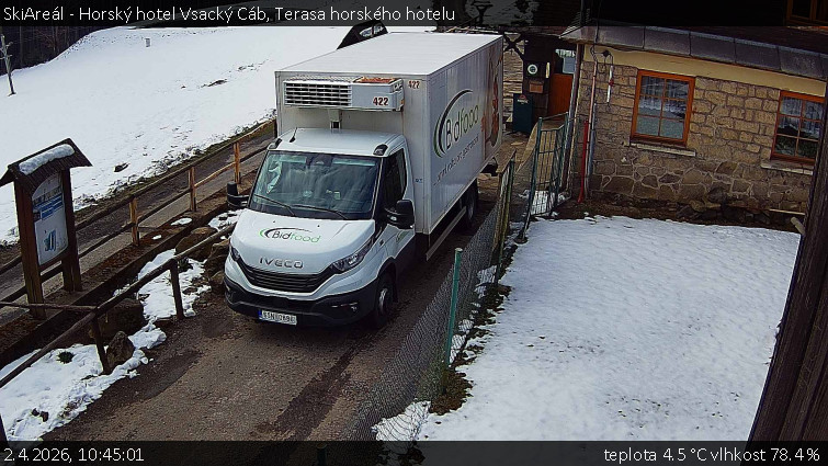 SkiAreál - Horský hotel Vsacký Cáb - Terasa horského hotelu - 2.4.2026 v 10:45