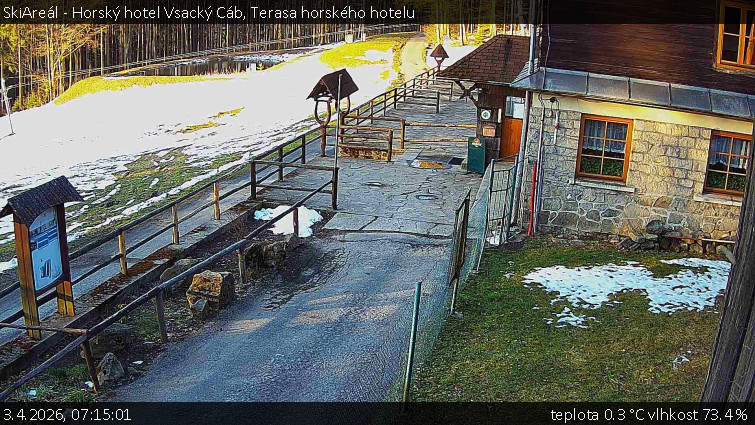 SkiAreál - Horský hotel Vsacký Cáb - Terasa horského hotelu - 3.4.2026 v 07:15