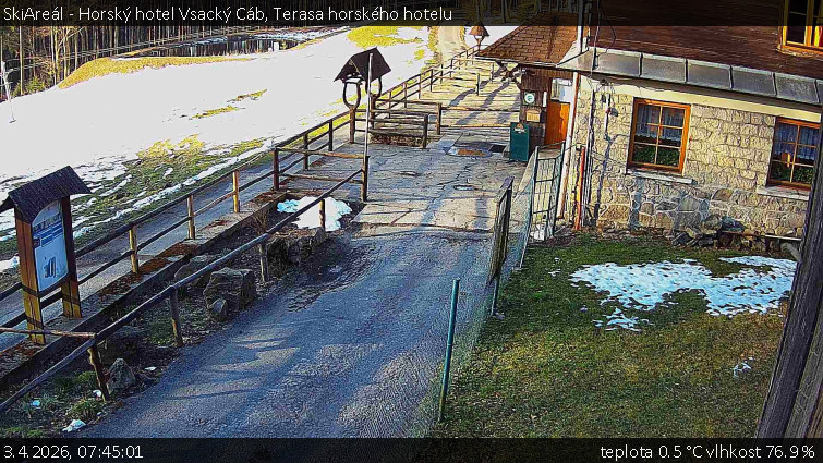 SkiAreál - Horský hotel Vsacký Cáb - Terasa horského hotelu - 3.4.2026 v 07:45