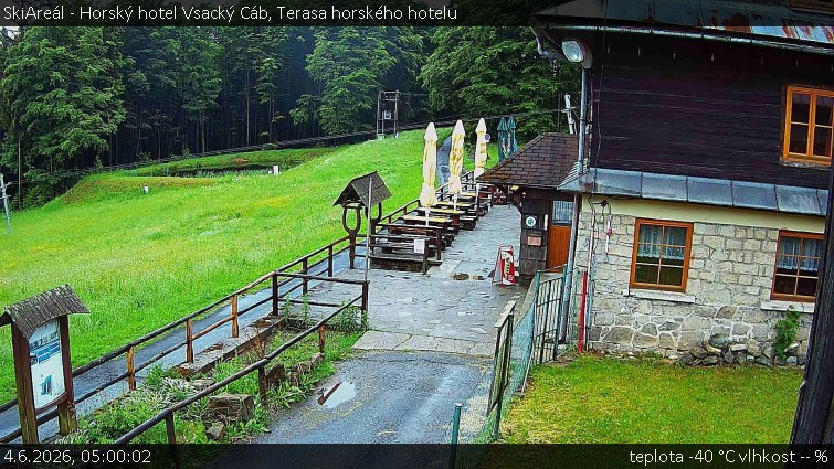 SkiAreál - Horský hotel Vsacký Cáb - Terasa horského hotelu - 4.6.2026 v 05:00