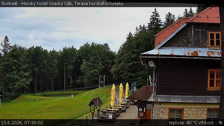 SkiAreál - Horský hotel Vsacký Cáb - Terasa horského hotelu - 15.6.2026 v 07:30