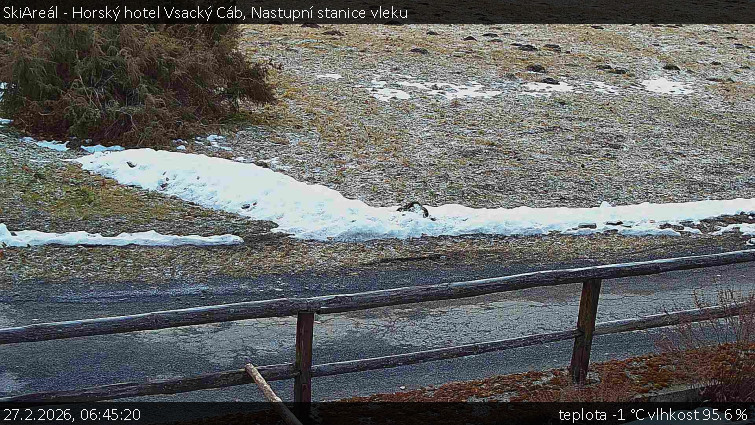 SkiAreál - Horský hotel Vsacký Cáb - Nastupní stanice vleku - 27.2.2026 v 06:45