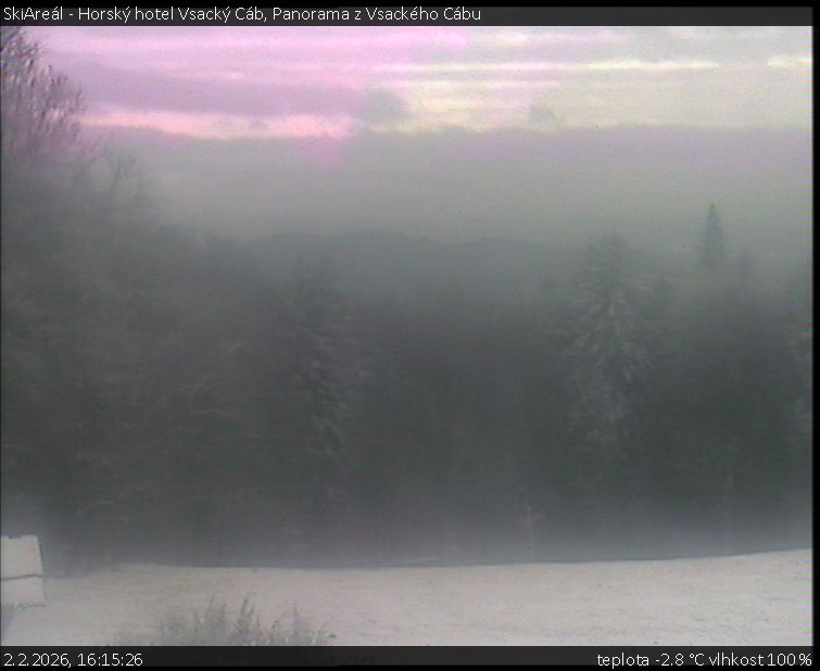SkiAreál - Horský hotel Vsacký Cáb - Panorama z Vsackého Cábu - 2.2.2026 v 16:15