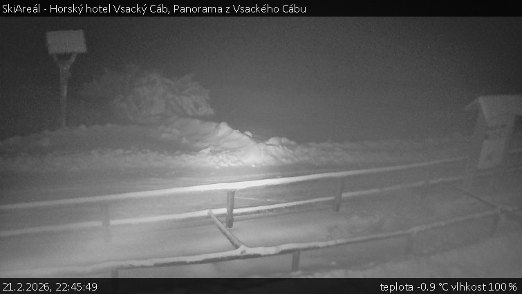 SkiAreál - Horský hotel Vsacký Cáb - Panorama z Vsackého Cábu - 21.2.2026 v 22:45