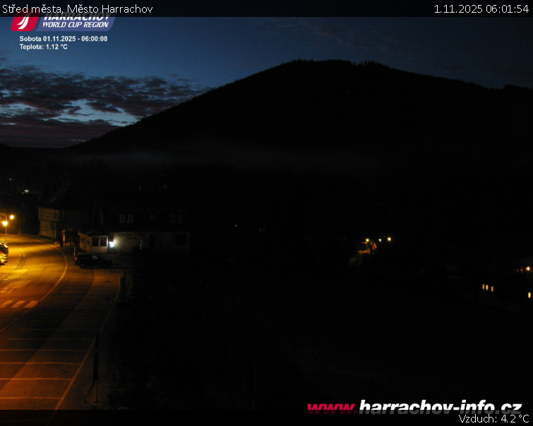 Město Harrachov - Střed města - 1.11.2025 v 06:01 Město Harrachov - Střed města - 1.11.2025 v 06:01