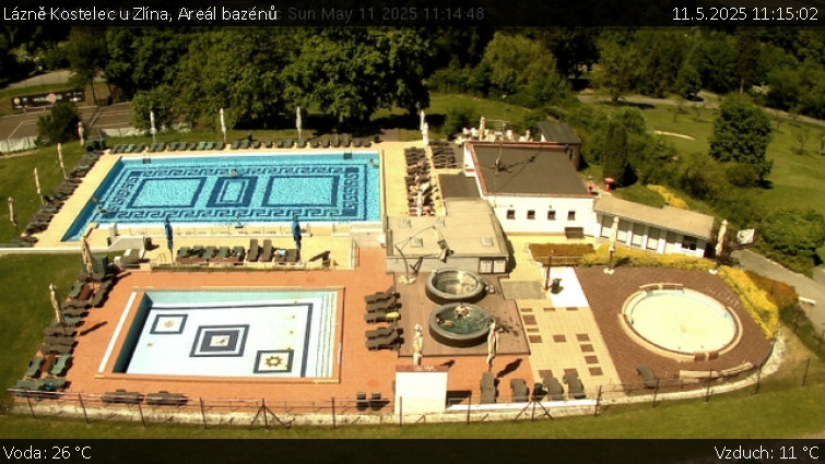 Lázně Kostelec u Zlína - Areál bazénů - 11.5.2025 v 11:15 Lázně Kostelec u Zlína - Areál bazénů - 11.5.2025 v 11:15