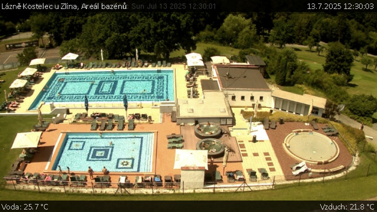 Lázně Kostelec u Zlína - Areál bazénů - 13.7.2025 v 12:30 Lázně Kostelec u Zlína - Areál bazénů - 13.7.2025 v 12:30