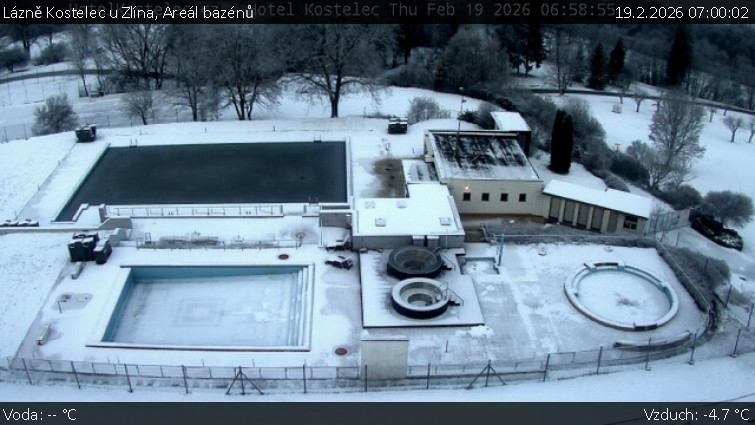 Lázně Kostelec u Zlína - Areál bazénů - 19.2.2026 v 07:00