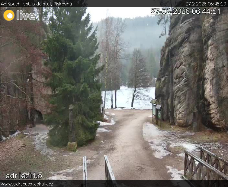 Adršpach - Vstup do skal, Pískovna - 27.2.2026 v 06:45