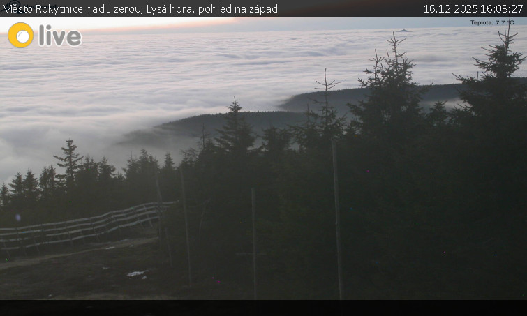 Město Rokytnice nad Jizerou - Lysá hora, pohled na západ - 16.12.2025 v 16:03
