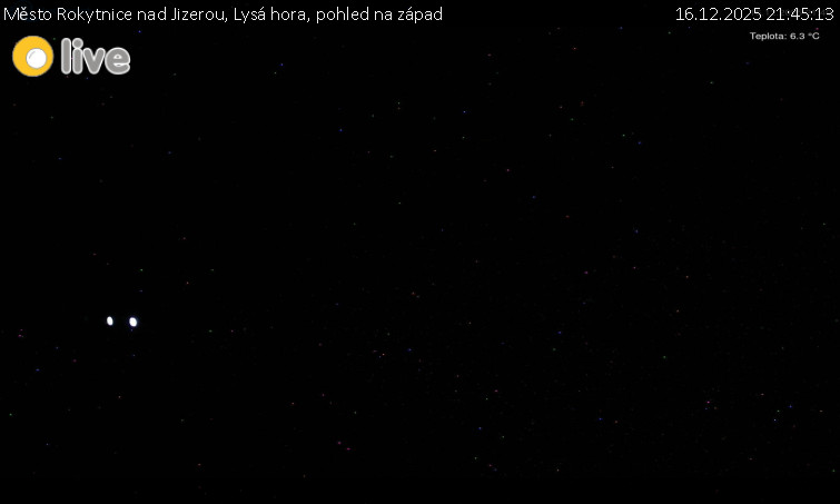 Město Rokytnice nad Jizerou - Lysá hora, pohled na západ - 16.12.2025 v 21:45