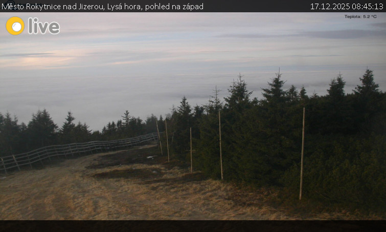 Město Rokytnice nad Jizerou - Lysá hora, pohled na západ - 17.12.2025 v 08:45