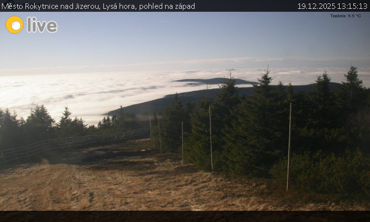 Město Rokytnice nad Jizerou - Lysá hora, pohled na západ - 19.12.2025 v 13:15