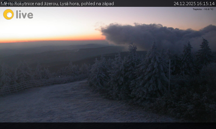 Město Rokytnice nad Jizerou - Lysá hora, pohled na západ - 24.12.2025 v 16:15