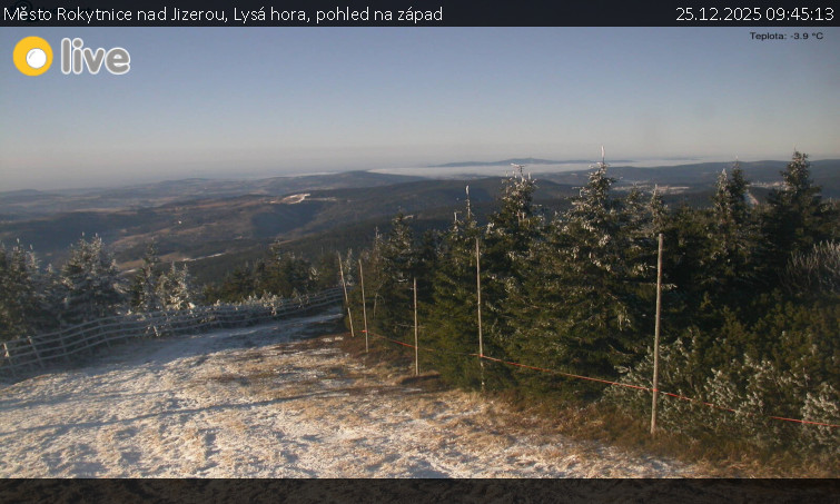 Město Rokytnice nad Jizerou - Lysá hora, pohled na západ - 25.12.2025 v 09:45