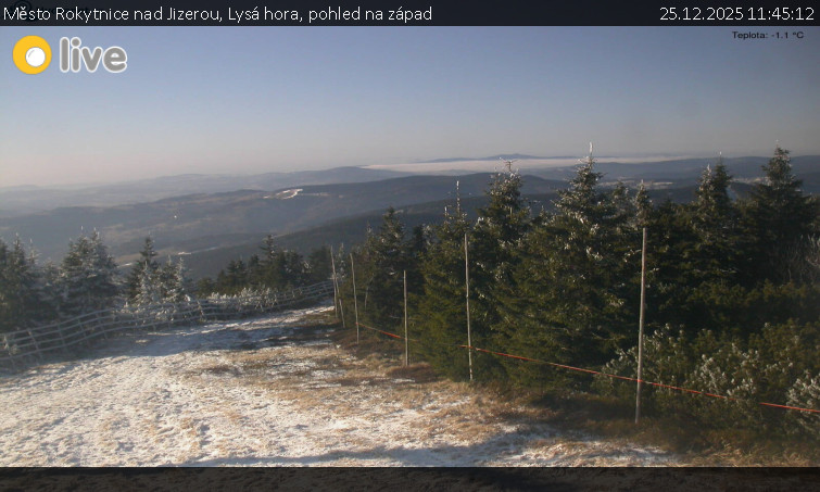 Město Rokytnice nad Jizerou - Lysá hora, pohled na západ - 25.12.2025 v 11:45