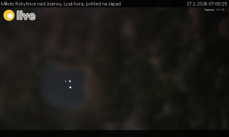 Město Rokytnice nad Jizerou - Lysá hora, pohled na západ - 27.1.2026 v 07:03