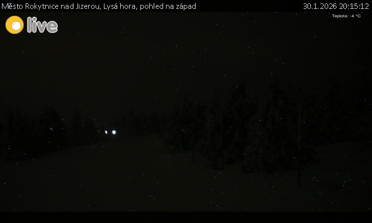 Město Rokytnice nad Jizerou - Lysá hora, pohled na západ - 30.1.2026 v 20:15