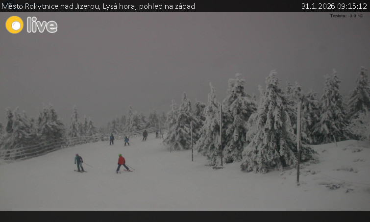 Město Rokytnice nad Jizerou - Lysá hora, pohled na západ - 31.1.2026 v 09:15