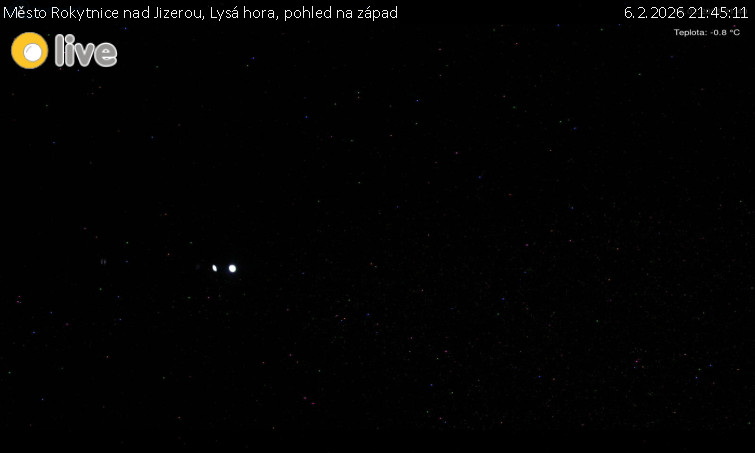 Město Rokytnice nad Jizerou - Lysá hora, pohled na západ - 6.2.2026 v 21:45