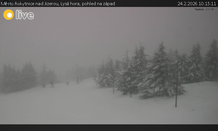 Město Rokytnice nad Jizerou - Lysá hora, pohled na západ - 24.2.2026 v 10:15