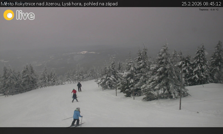 Město Rokytnice nad Jizerou - Lysá hora, pohled na západ - 25.2.2026 v 08:45