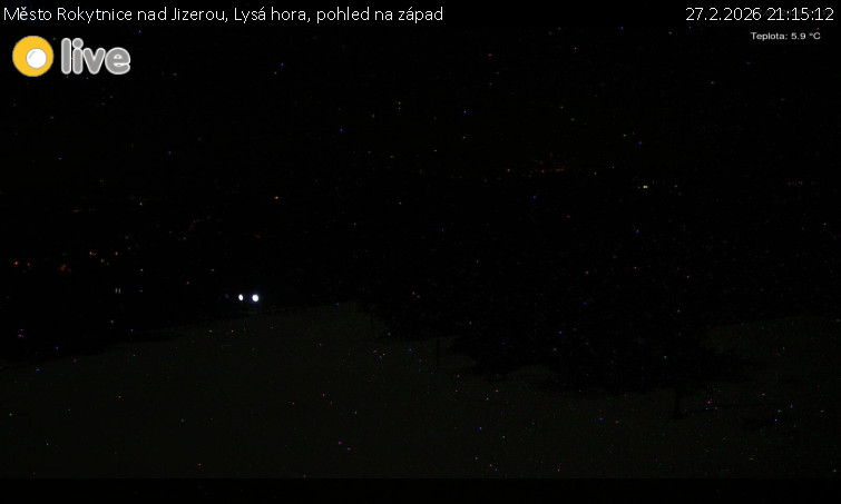 Město Rokytnice nad Jizerou - Lysá hora, pohled na západ - 27.2.2026 v 21:15