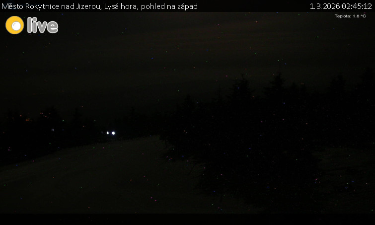 Město Rokytnice nad Jizerou - Lysá hora, pohled na západ - 1.3.2026 v 02:45