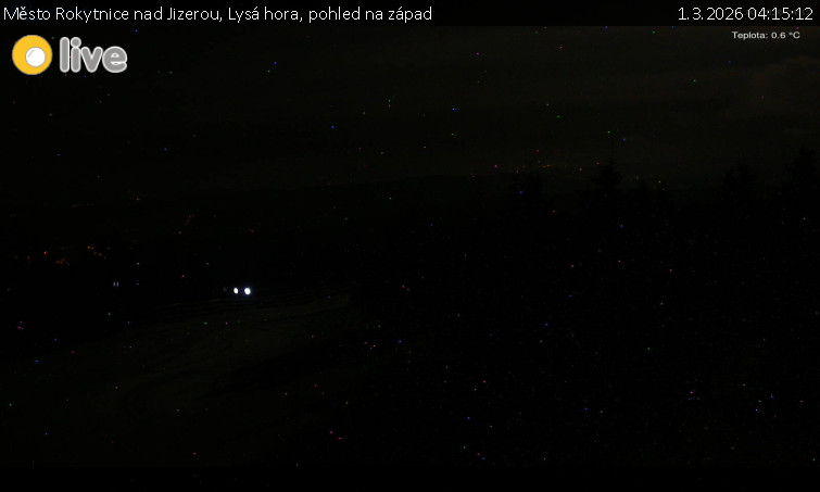 Město Rokytnice nad Jizerou - Lysá hora, pohled na západ - 1.3.2026 v 04:15