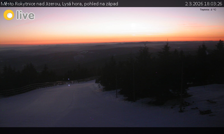 Město Rokytnice nad Jizerou - Lysá hora, pohled na západ - 2.3.2026 v 18:03