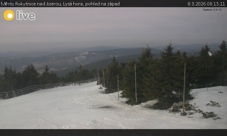 Město Rokytnice nad Jizerou - Lysá hora, pohled na západ - 8.3.2026 v 08:15