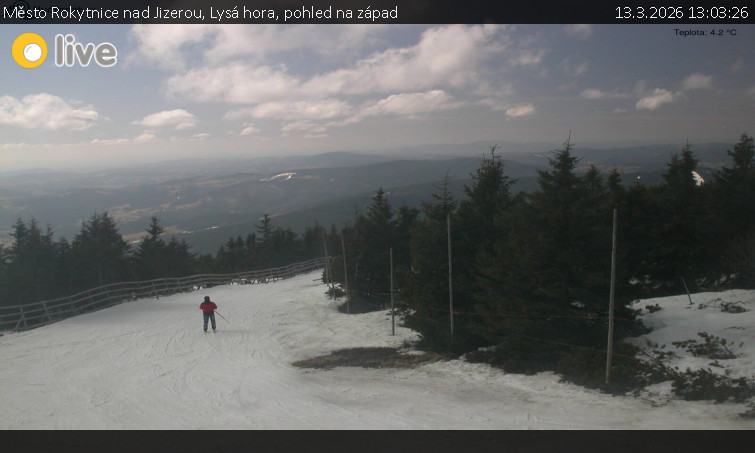 Město Rokytnice nad Jizerou - Lysá hora, pohled na západ - 13.3.2026 v 13:03
