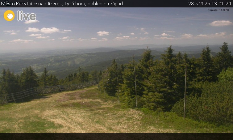 Město Rokytnice nad Jizerou - Lysá hora, pohled na západ - 28.5.2026 v 13:01