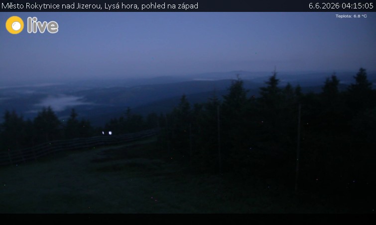 Město Rokytnice nad Jizerou - Lysá hora, pohled na západ - 6.6.2026 v 04:15