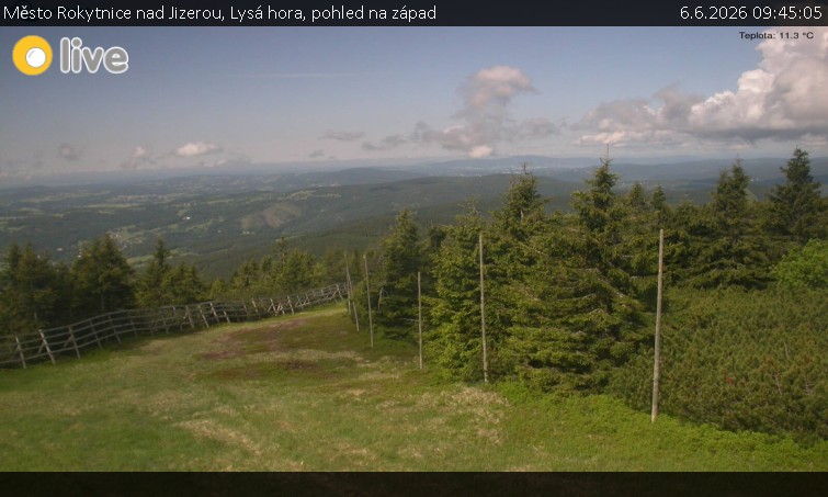Město Rokytnice nad Jizerou - Lysá hora, pohled na západ - 6.6.2026 v 09:45