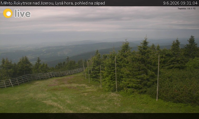 Město Rokytnice nad Jizerou - Lysá hora, pohled na západ - 9.6.2026 v 09:31