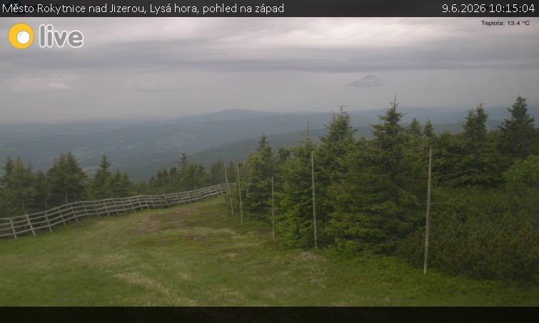 Město Rokytnice nad Jizerou - Lysá hora, pohled na západ - 9.6.2026 v 10:15